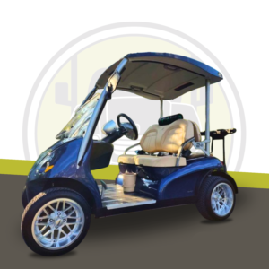 2008 Garia 2+2 Blue Street Legal Golf Cart with Silver Rims and Lithium Battery for sale